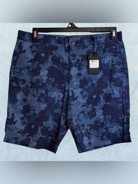 Club Monaco 33” Maddox Fit Navy Mix Floral Camouflage Cotton Button Chino Shorts